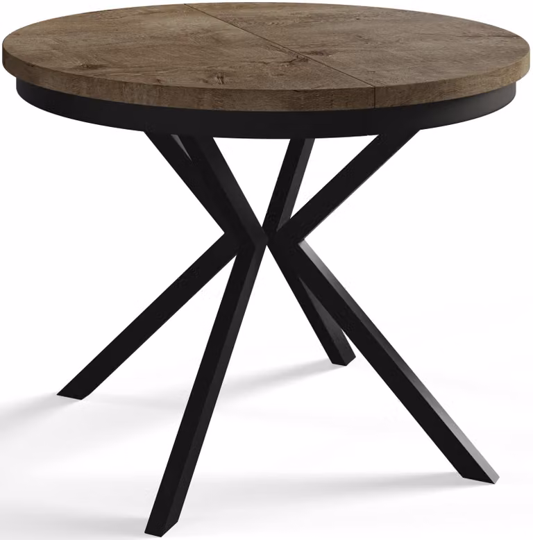 Alpi Moebel, Tavolo da Pranzo Rotondo, Tavolo da Cucina Allungabile, Diamentro: 100-180 cm, Gambe in metallo Nere, Lefkas, Collezione Bergo