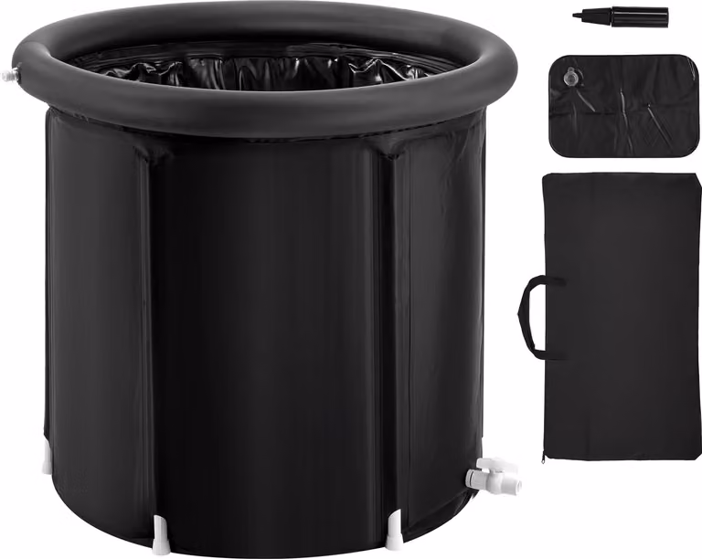 SucceBuy vasca per il ghiaccio, vasca per immersione terapeutica in acqua fredda da 80 cm per atleti, vasca gonfiabile portatile da 290 litri pieghevole con copertura, capsula per il ghiaccio ricreativa all'aperto per adulti