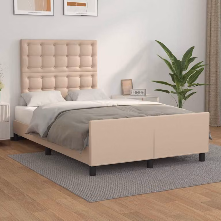 vidaXL Giroletto senza Materasso Beige in Similpelle L/P/H: 120 x 200 x 123 cm