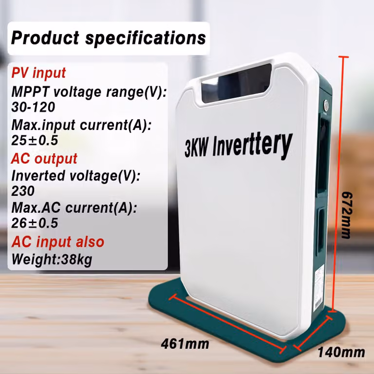 Inverter per centralina di alimentazione da 3 kW - 3000 Watt - Batteria da 24V LiFePO4 - Sistema di accumulo di energia