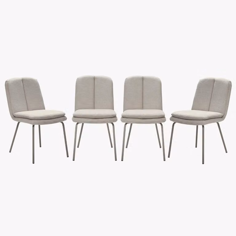 Calicosy - Set di 4 sedie, in tessuto con gambe in metallo beige H85 cm - LYSA