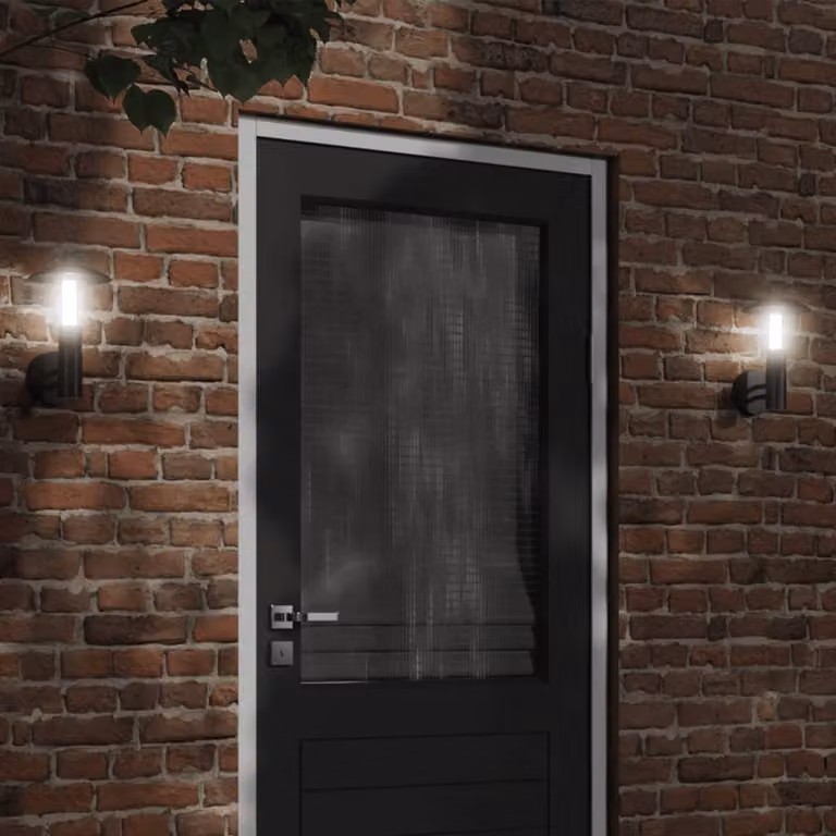 Set di 2 applique da esterno vidaXL nere in acciaio inossidabile e plastica con montaggio a parete e illuminazione up/down IP44