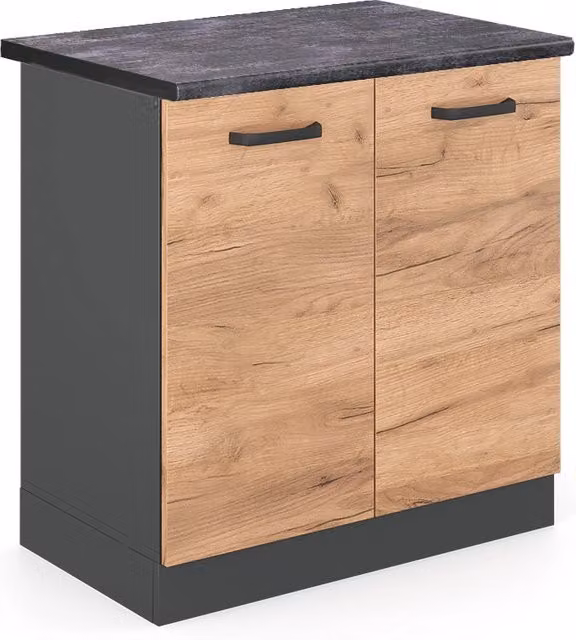 Mobile lavello cucina R-Line Rovere dorato/Antracite 80 cm, PL Antracite Vicco