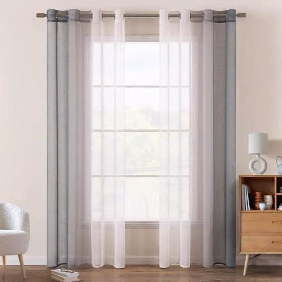 Veli da parete a tre colori con anelli a ingranaggio - Set da 2 140 x 160 cm grigio