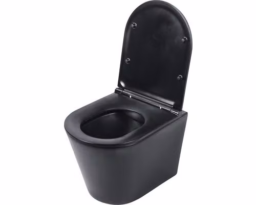 Set di WC a parete Differenz a filo profondo senza risciacquo nero opaco con sedile WC 38.500.03