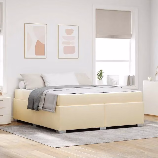Letto moderno con struttura imbottita e materasso a molle vidaXL, colore beige, L/P: 180 x 200 cm