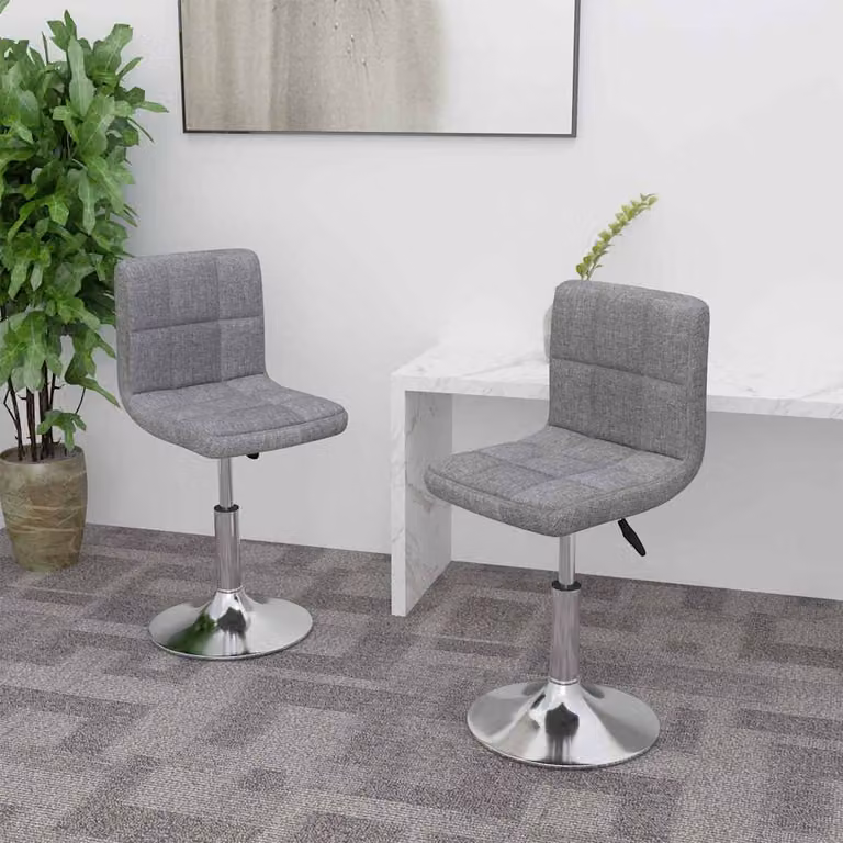 Set di 2 sedie da pranzo girevoli vidaXL in tessuto grigio chiaro con design moderno