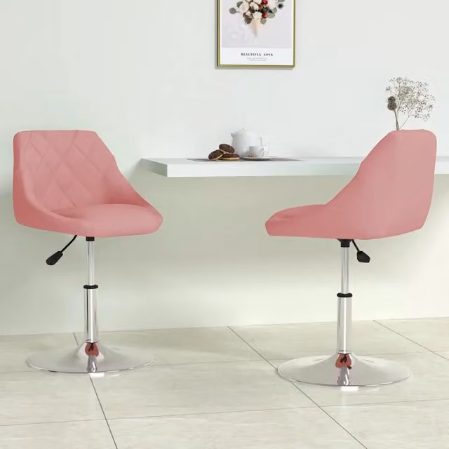 Set di 2 sedie da pranzo girevoli vidaXL in velluto rosa con base moderna