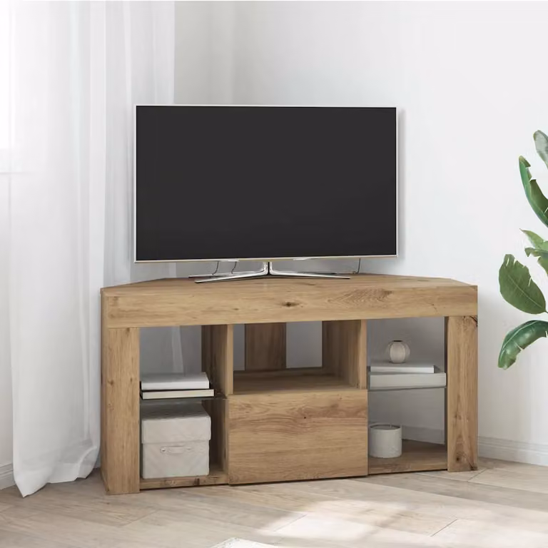 Mobile TV LED Angolare vidaXL in Rovere Artigianale Marrone L: 100 cm, P: 40 cm, H: 50 cm