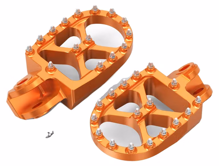 Pedane per motocicletta, design ampio, materiali resistenti, colore arancione