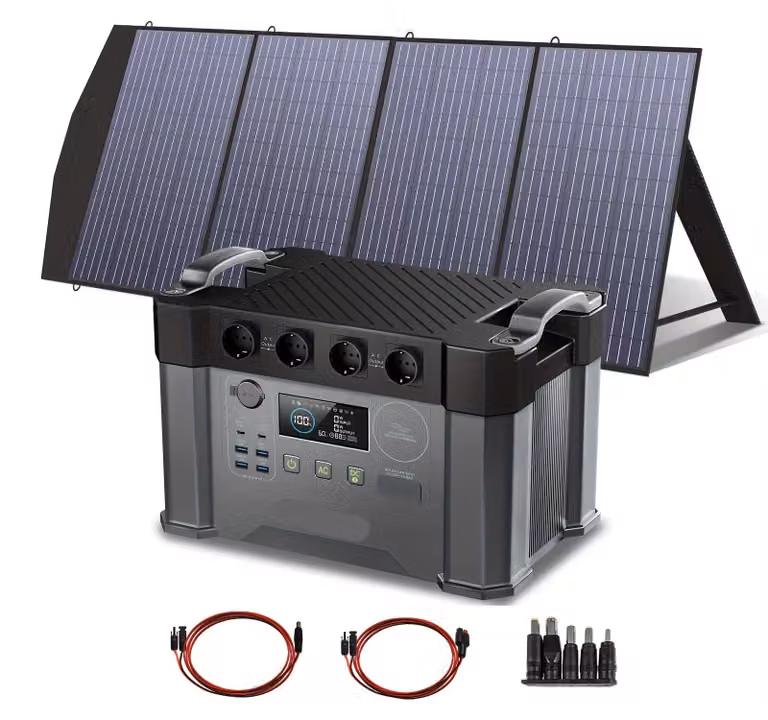 Centralina di alimentazione portatile - Batteria esterna - Alimentazione elettrica - Energia solare - Potenza: 2400W
