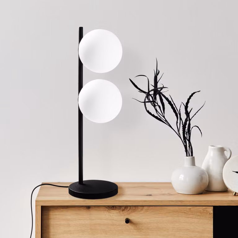 Opviq, Dual 13760 - Nero, lampada da tavolo, CORPO IN METALLO, nero, 59 x 18 x 18 cm