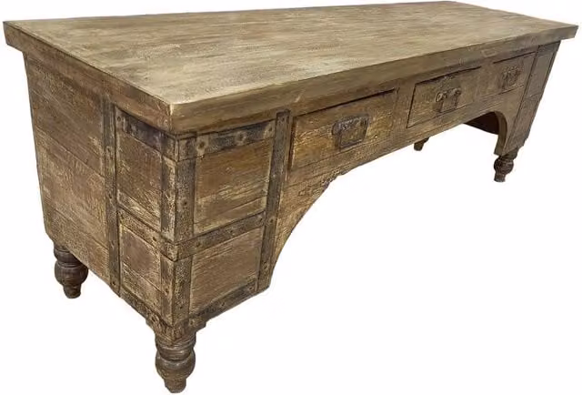Mobile basso artigianale in legno 165-175x45x57h cm