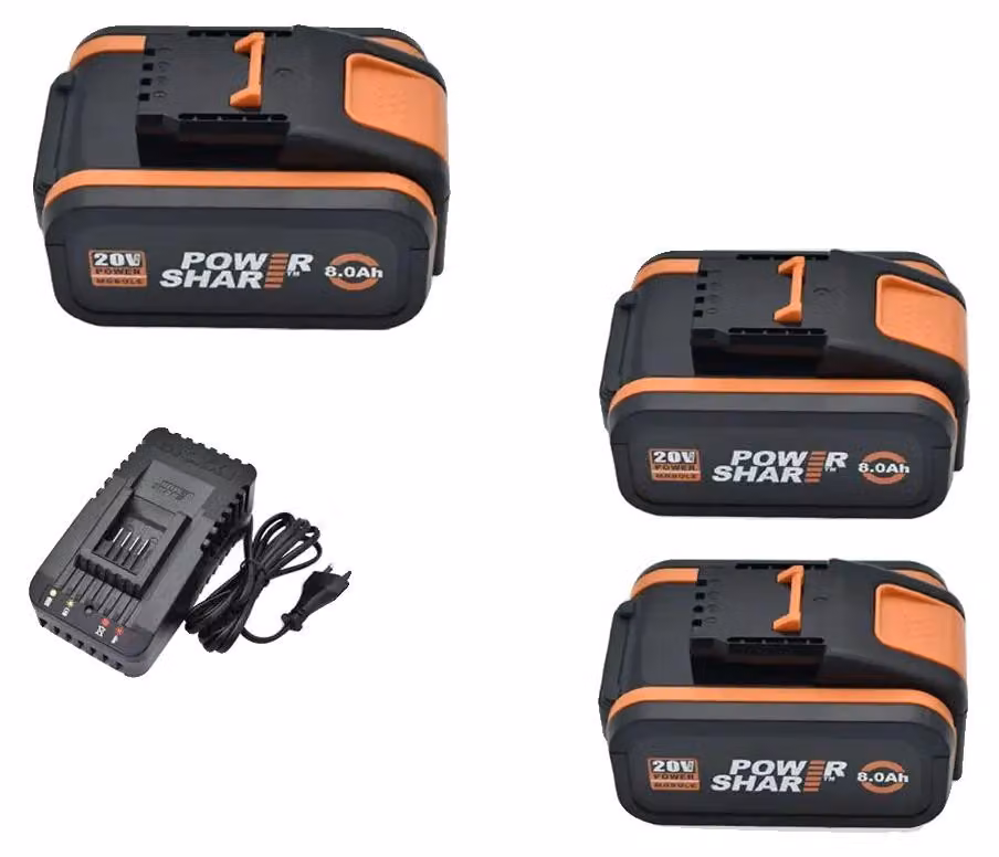 Batteria ricaricabile, capacità 8000 mAh, compatibile con utensili da 20V, caricabatterie da 8,0Ah x3, caricatore x1