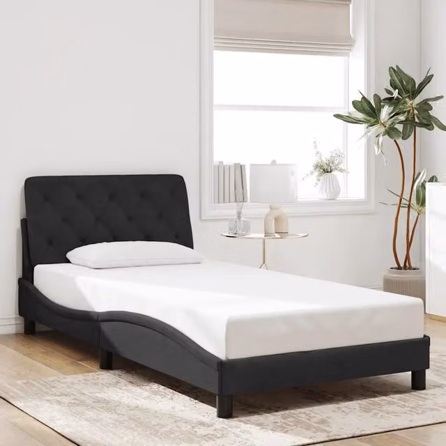 Giroletto senza Materasso Nero 100x200 cm in Velluto 3207907