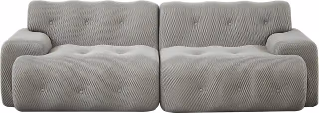 Divano Cloud due posti in tessuto 3D traspirante grigio con braccioli larghi e design moderno