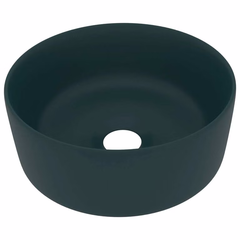 Lavandino Lusso Rotondo Verde Scuro Opaco 40x15 cm in Vetroceramica