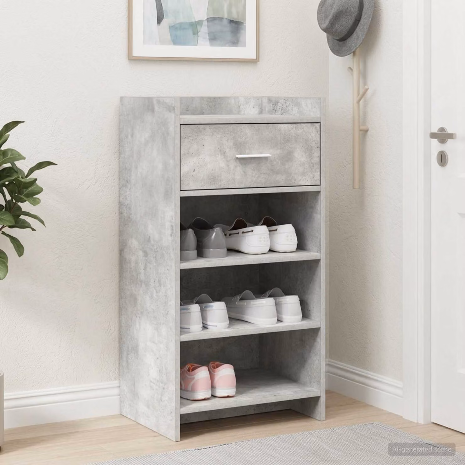 Mobile porta scarpe vidaXL con cassetti e ripiani, Grigio, L 48 x P 36 x H 92 cm