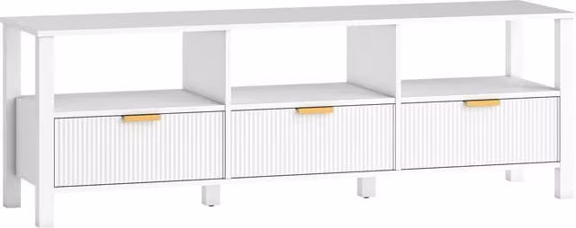 Mobile TV HOMCOM bianco con 3 cassetti e 3 ripiani aperti L: 152 cm, P: 39,5 cm, H: 50 cm