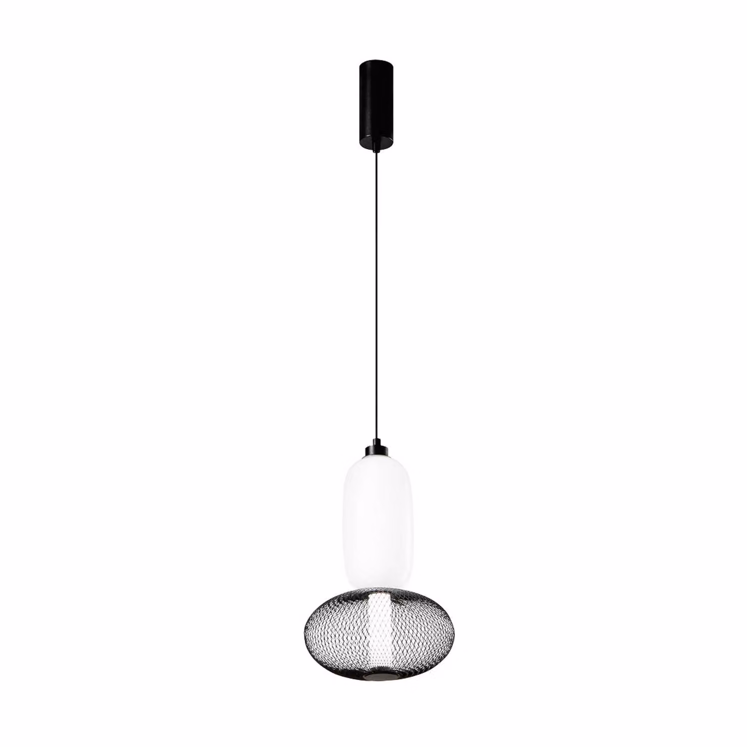 Luce Ambiente Design Lampada LED a sospensione INKAS, altezza 41 cm, nero, vetro/metallo, CCT Inkas, Nero, Soggiorno / Sala da pranzo, Vetro
