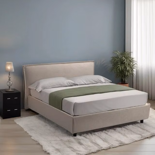Letto Matrimoniale Bruzolo DMORA con Materasso Incluso, Grigio, 160x200 cm