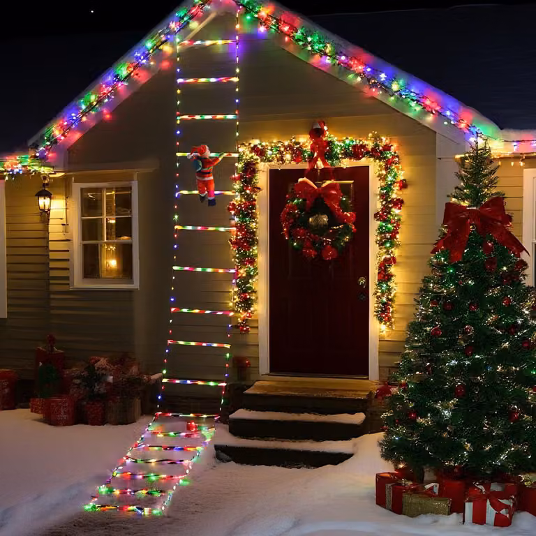 Jayseuw 3m colorato LED Babbo Natale scala RGB luci fata USB APP controllo luci di Natale per giardino, finestra, parete, albero di Natale