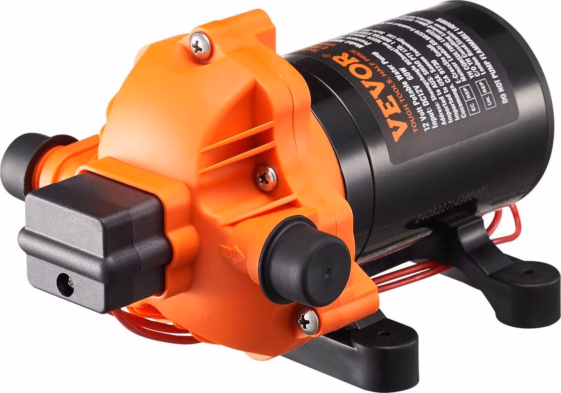 Pompa a membrana da 12 V, 1,8 GPM, 6,81 L/min, pompa dell'acqua a 3 camere, pressostato