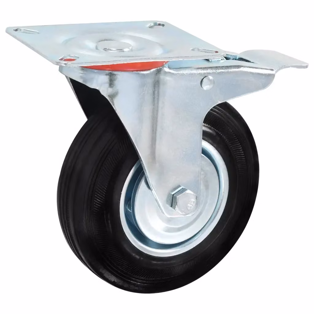 Set di 24 ruote girevoli vidaXL in gomma e zinco galvanizzato, colore nero, diametro 125 mm – 2