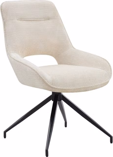 Set di 2 sedie da pranzo girevoli 360° in tessuto bianco e metallo nero