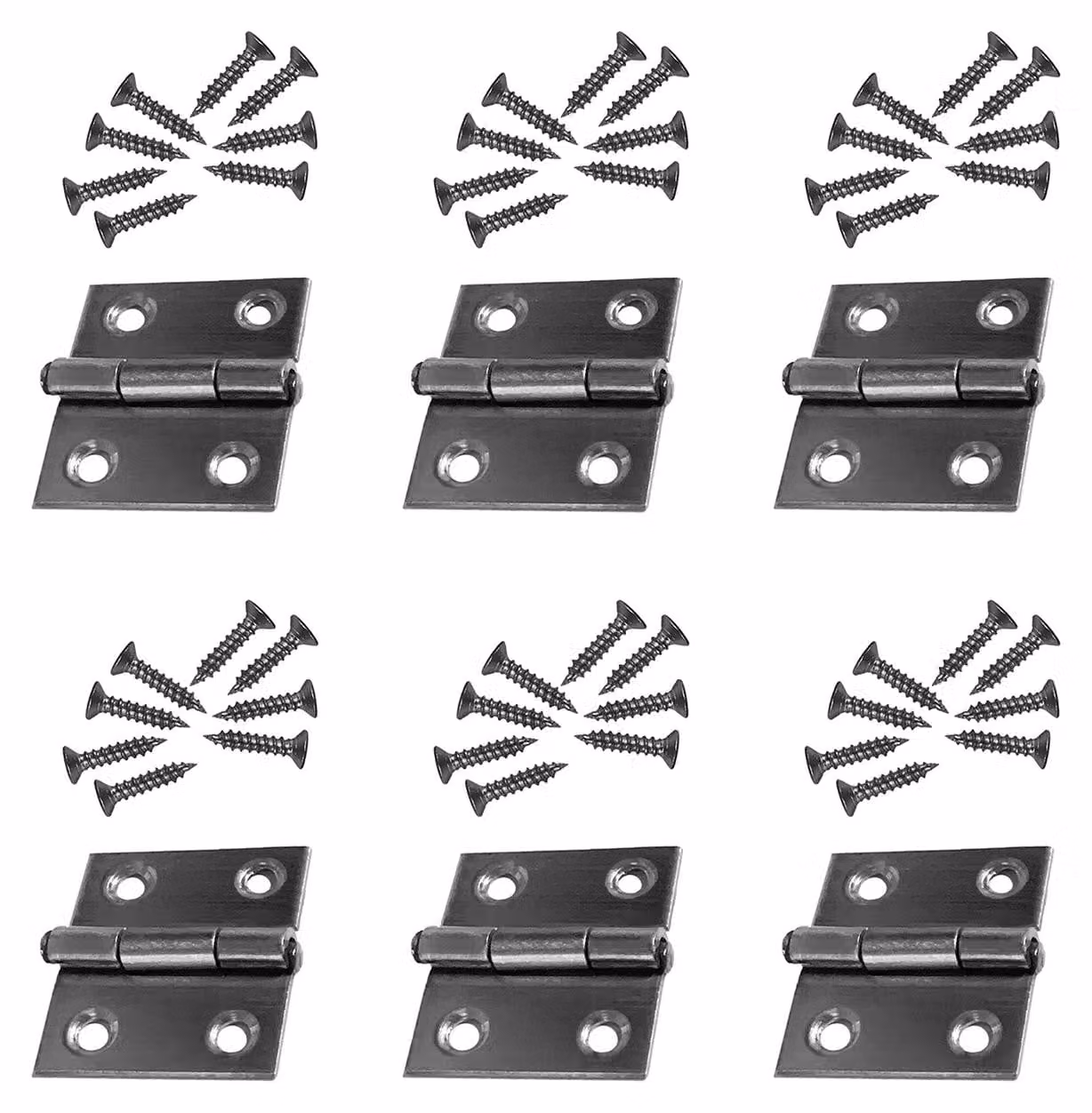 Set di 6 cerniere in acciaio inossidabile (misura 1: 28x25 mm)