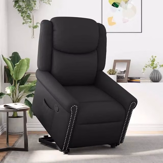 Poltrona Alzapersona Reclinabile vidaXL in Similpelle Nera Lucida con Assistenza Elettrica – 1