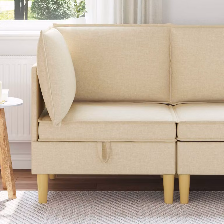 Divano con contenitore in tessuto beige e marrone stile minimalista vidaXL