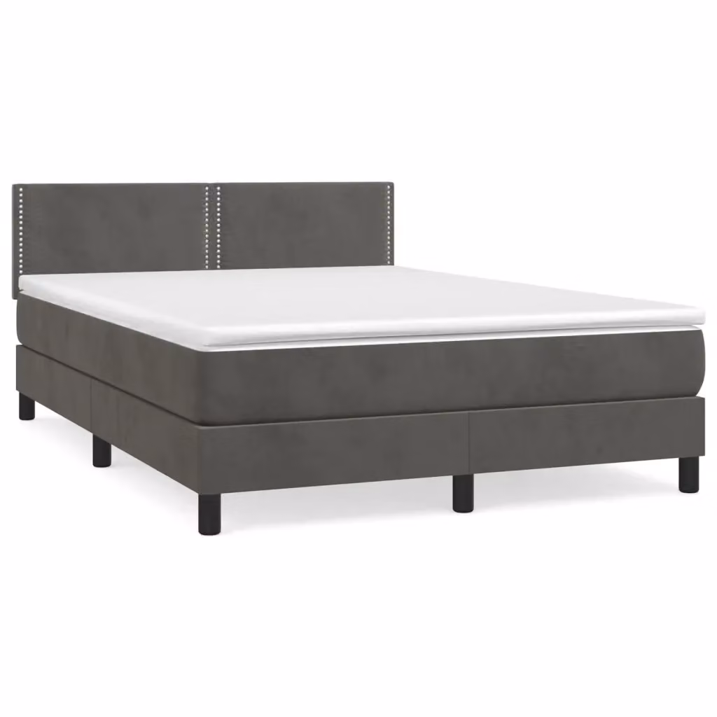 Letto Ibrido con Giroletto a Molle e Materasso vidaXL in Velluto Grigio e Bianco L/P/H: 193 x 144 x 88 cm – 2