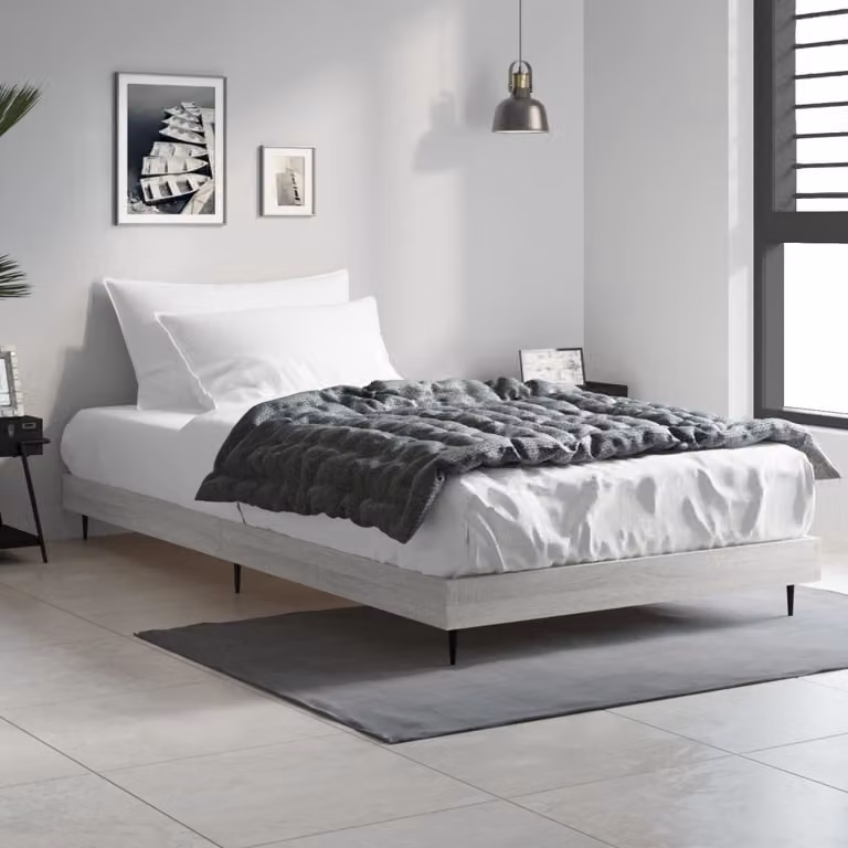 The Living Store Struttura letto Sonoma grigio 90x200 cm materiale legno