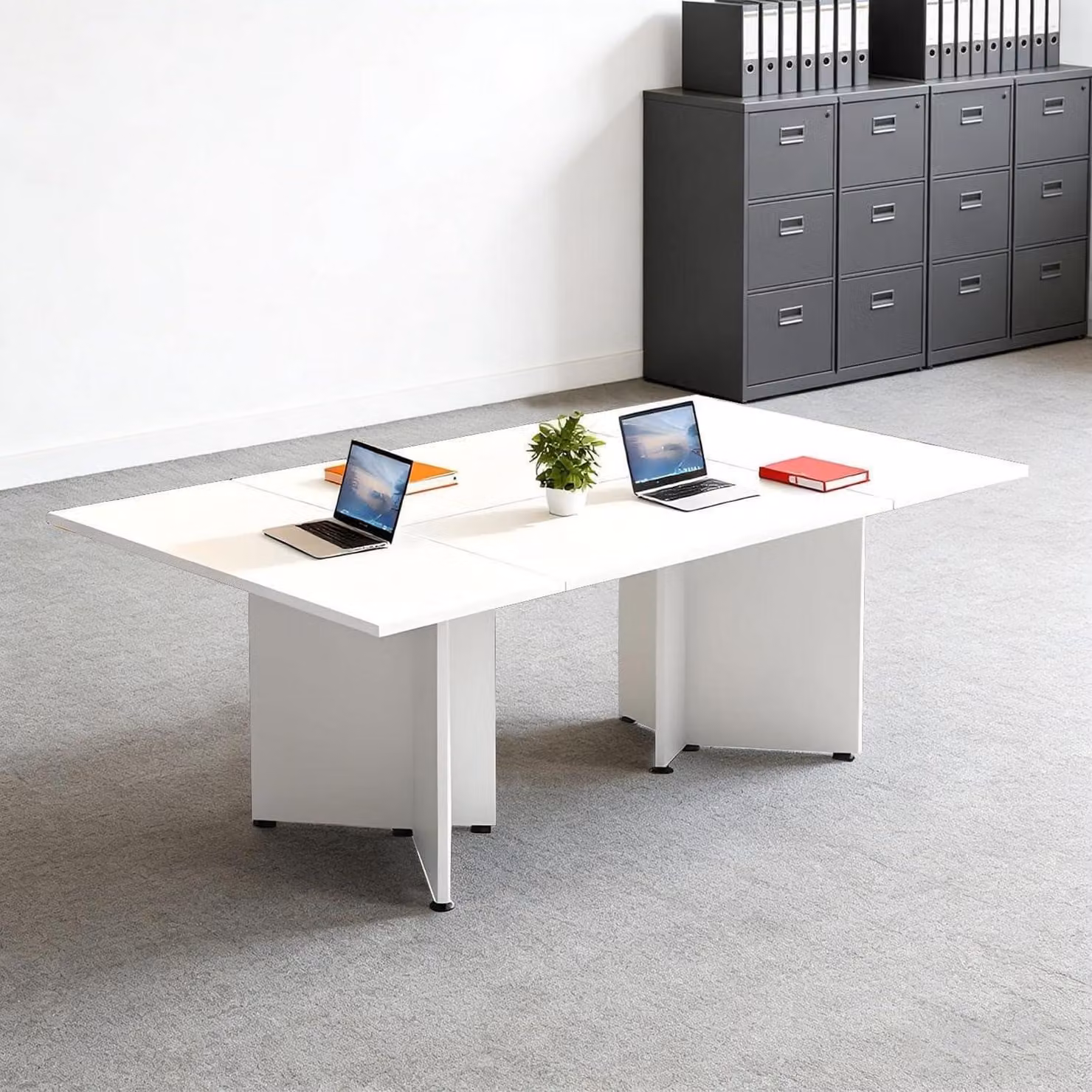 Tavolo da conferenza modulare, espandibile, dimensioni 400x80x74 cm, colore bianco