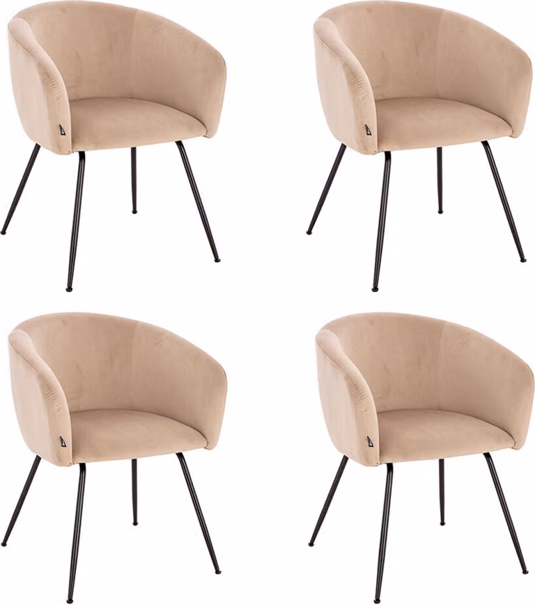Home Deluxe - Sedia imbottita ARIA - 4 pezzi, colore: beige velluto - imbottitura morbida, carico massimo 120 kg I Sedia da cucina Sedie da pranzo Sedie da sala da pranzo
