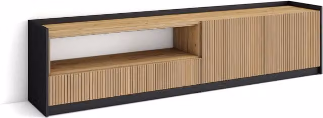 Mobile TV Soggiorno, 207x50x37 cm, Per TV fino a 80", Mobile Soggiorno, Rovere e nero