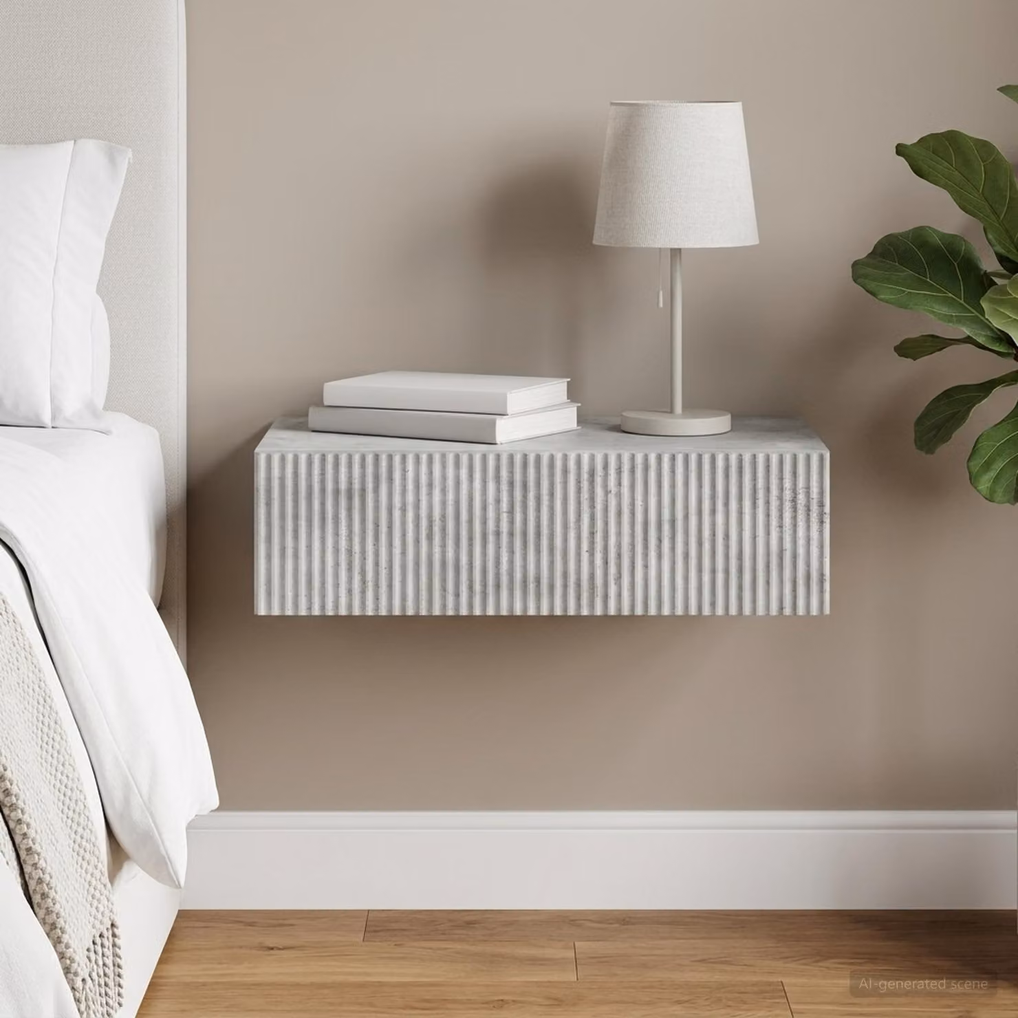 vidaXL Tavolino da Parete Laterale Moderno in MDF Grigio Cemento L 87,5 x P 34,5 x H 17 cm