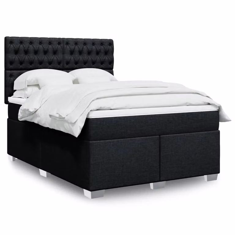 Maison Exclusive - Giroletto a Molle con Materasso Nero 160x200 cm in Tessuto