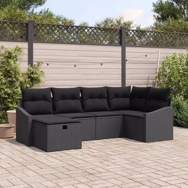 Set di divani 6 pz Nero polyrattan 3359282