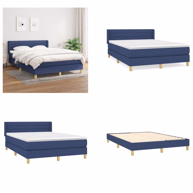 vidaXL Letto a molle con materasso in tessuto blu 140x190 cm - Letto a molle - Boxspringbetten - Bett - Schlafzimmermöbel