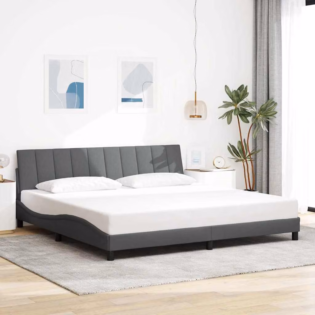vidaXL Giroletto Hanko Grigio con Illuminazione Sotto il Letto e Porta USB L: 200 cm, P: 200 cm, H: 74,5 cm