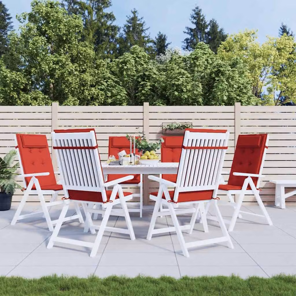 Set di 6 cuscini per sedia con schienale alto vidaXL in tessuto Oxford rosso, traspirante e idrorepellente