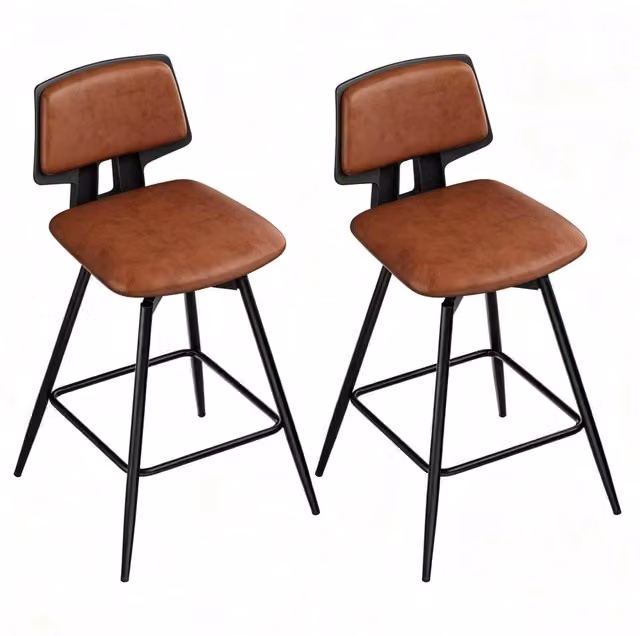 Sgabello da bar girevole 45,5 x 45,5 x 89 cm marrone in similpelle, set da 2
