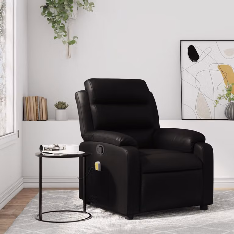 vidaXL Poltrona reclinabile relax in similpelle nera con braccioli