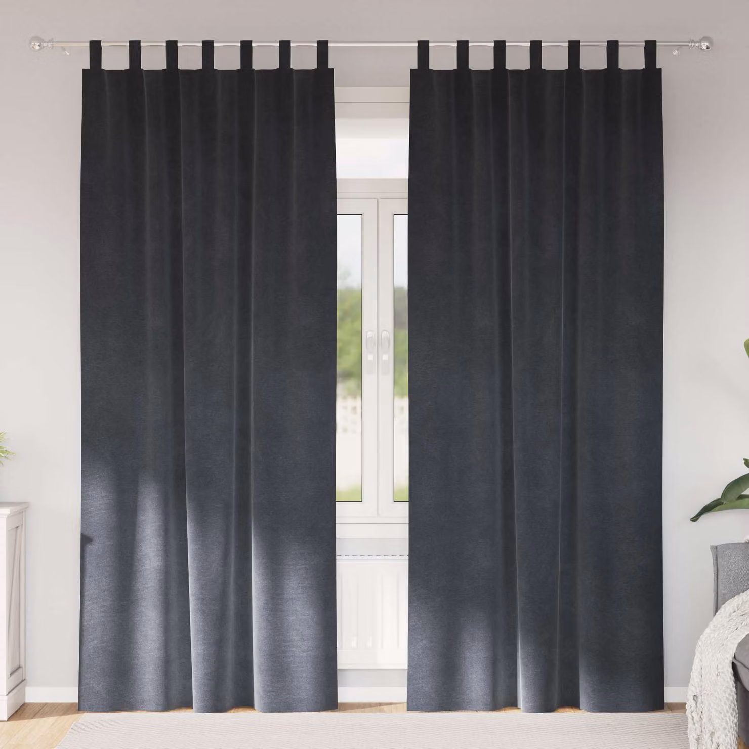 Set di 2 tende oscuranti vidaXL in velluto grigio, L: 140 cm, H: 245 cm