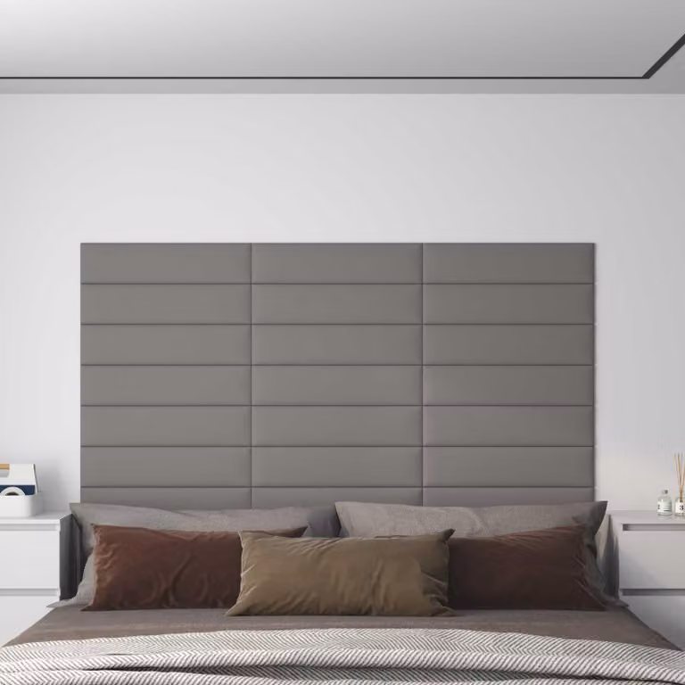 Testiera da Parete 12 pcs Grigio chiaro 60 x 15 cm Tessuto