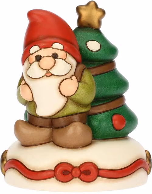 Carillon Thun Gnomo Oliver e Albero di Natale in Ceramica Multicolore