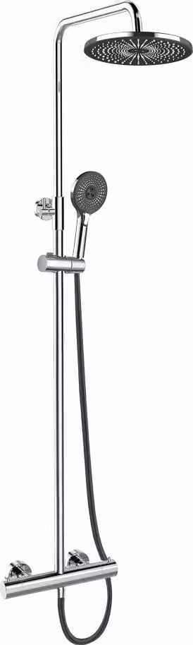 Miscelatore termostatico Mereo con piatto doccia rotondo, nero - CB60104TSF