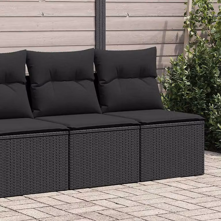 Maison Exclusive - Set Divani da Giardino con Cuscini 2 pz Nero Polyrattan Acacia